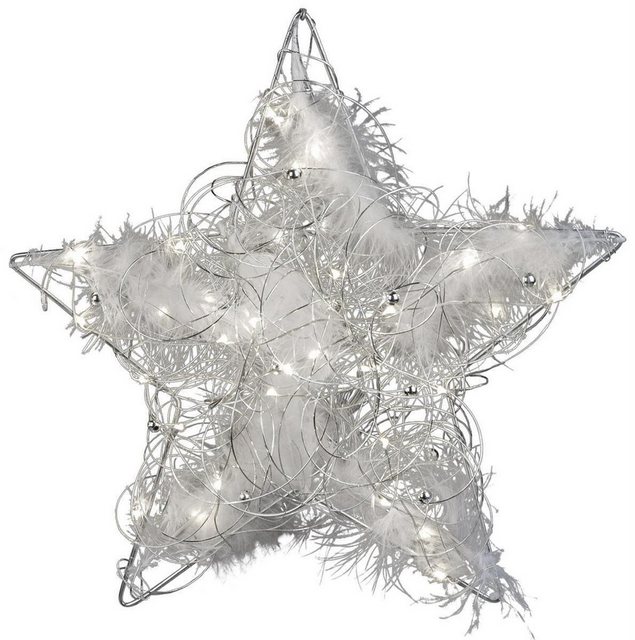 dekojohnson Dekoobjekt "Deko LED Weihnachts-Stern stehend silber weiß 25cm"