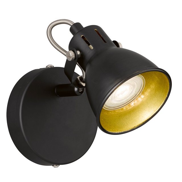 etc-shop LED Wandleuchte, Wandstrahler schwarz gold Wandlampe Spot schwenkbare Wandleuchte, Metall, 1x LED 4W 320Lm warmweiß, LxBxH 10x13x15 cm