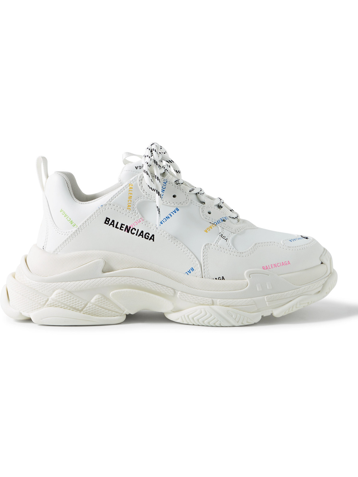 Balenciaga - Triple S Logo-Print Faux Leather Sneakers - Men - White - EU 41