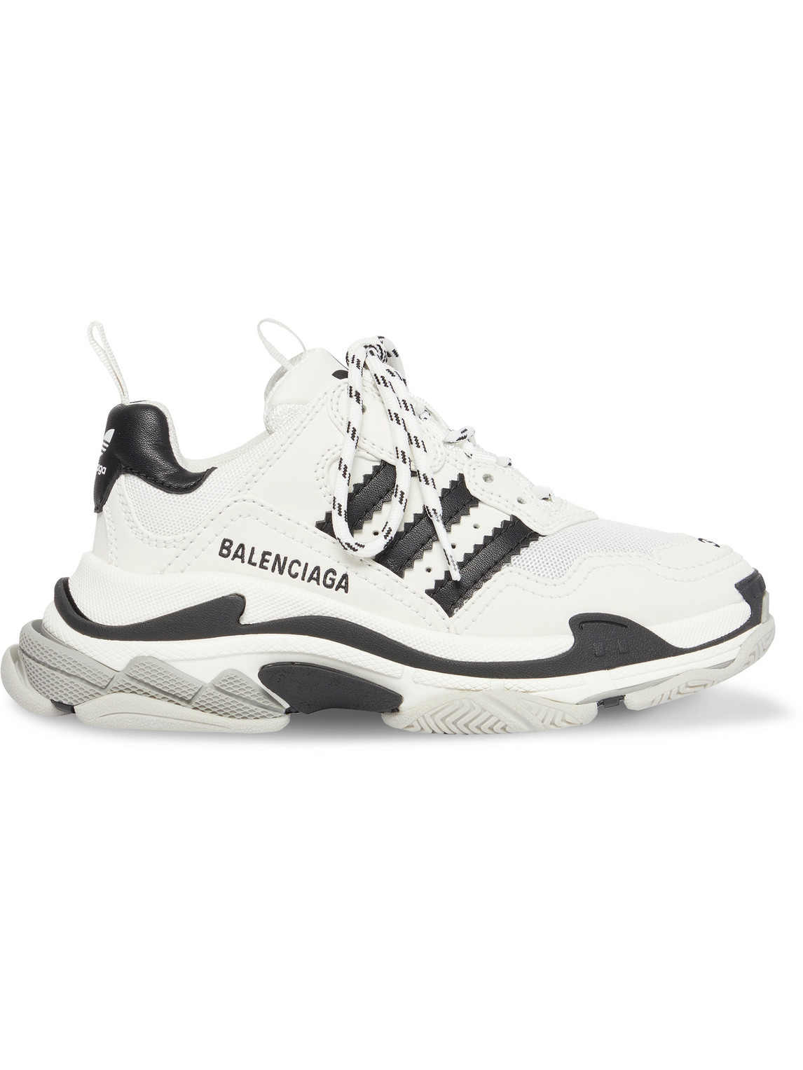 Balenciaga - adidas Triple S Leather and Mesh Sneakers - Men - White - EU 40