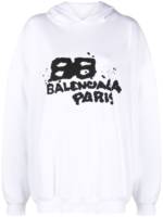 Balenciaga graffiti-print cotton hoodie - Weiß