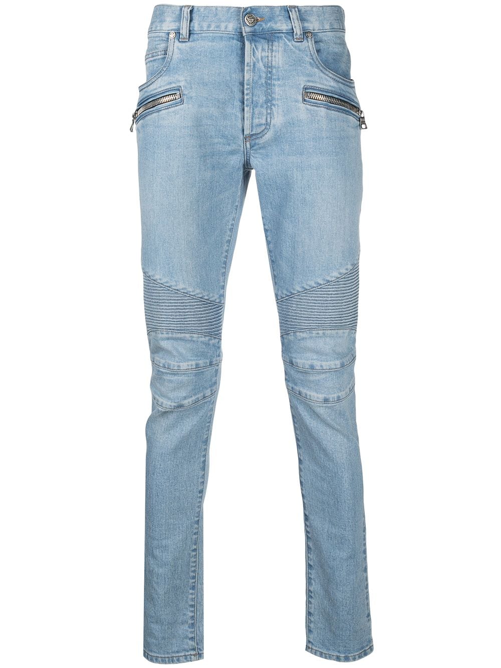 Balmain Skinny-Jeans mit Biker-Detail - Blau