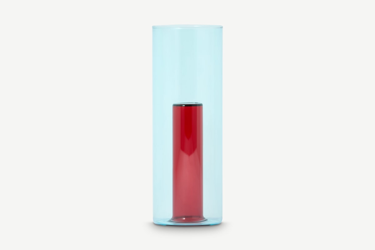 Block Design 2-in-1 Vase (L), Glas in Blau und Rot - MADE.com