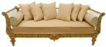 Casa Padrino Sofa "Luxus Barock Sofa Gold 212 x 87 x H. 77 cm - Handgeschmiedetes Schmiedeeisen Sofa mit Kissen - Wohnzimmer Sofa - Garten Sofa - Terrassen Sofa - Barock Möbel"