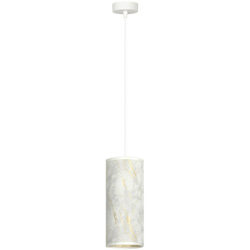 Emibig KARLI Weiße schmale Pendel-Deckenleuchte mit weißen Stoffschirmen, 1x E14