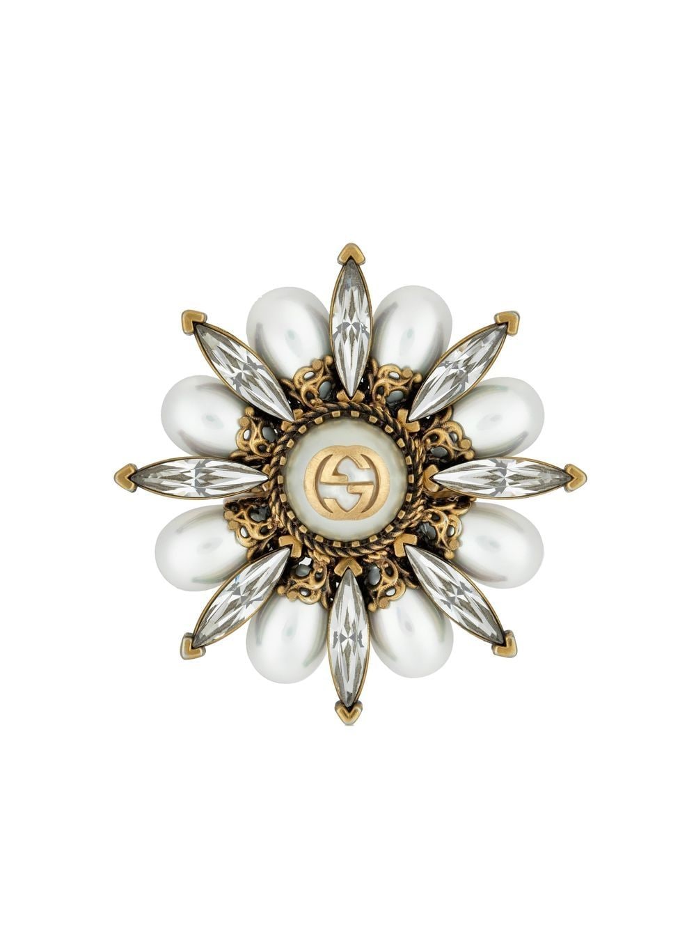 Gucci Ring im Blumendesign mit GG - Gold