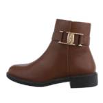 Ital-Design "Damen Elegant" Stiefelette Blockabsatz Flache Stiefeletten in Camel