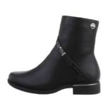 Ital-Design "Damen Freizeit" Stiefelette Blockabsatz Flache Stiefeletten in Schwarz