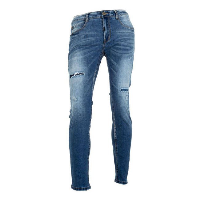 Ital-Design Stretch-Jeans "Herren Freizeit" Used-Look Jeans in Blau
