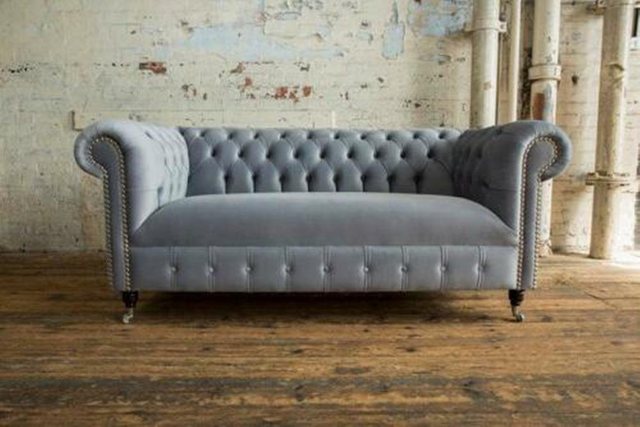 JVmoebel Chesterfield-Sofa, Cheserfield Samt Sofa 2 Sitzer Designer Couchen Couch Textil Stoff