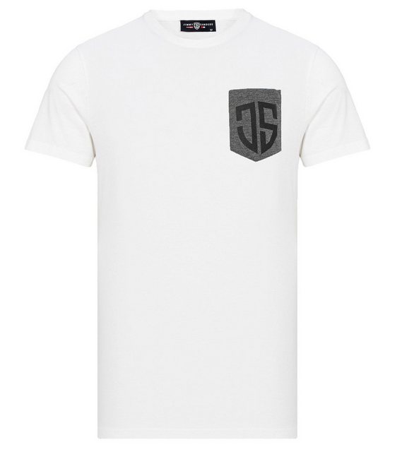 Jimmy Sanders Rundhalsshirt "JIMMY SANDERS T-Shirt Simone Herren Kurzarm-Shirt Sommer-Shirt Weiß"
