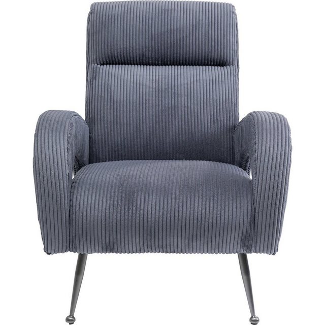 KARE Sessel "Sessel Berat Grau", Bezug: 100 % Polyester (Samtoptik) (Cord Optik), Fuß/Füße: Stahl gebürstet, Sperrholz naturbelassen, 35 kg/m³ Polsterung Schaumstoffe Polyurethan