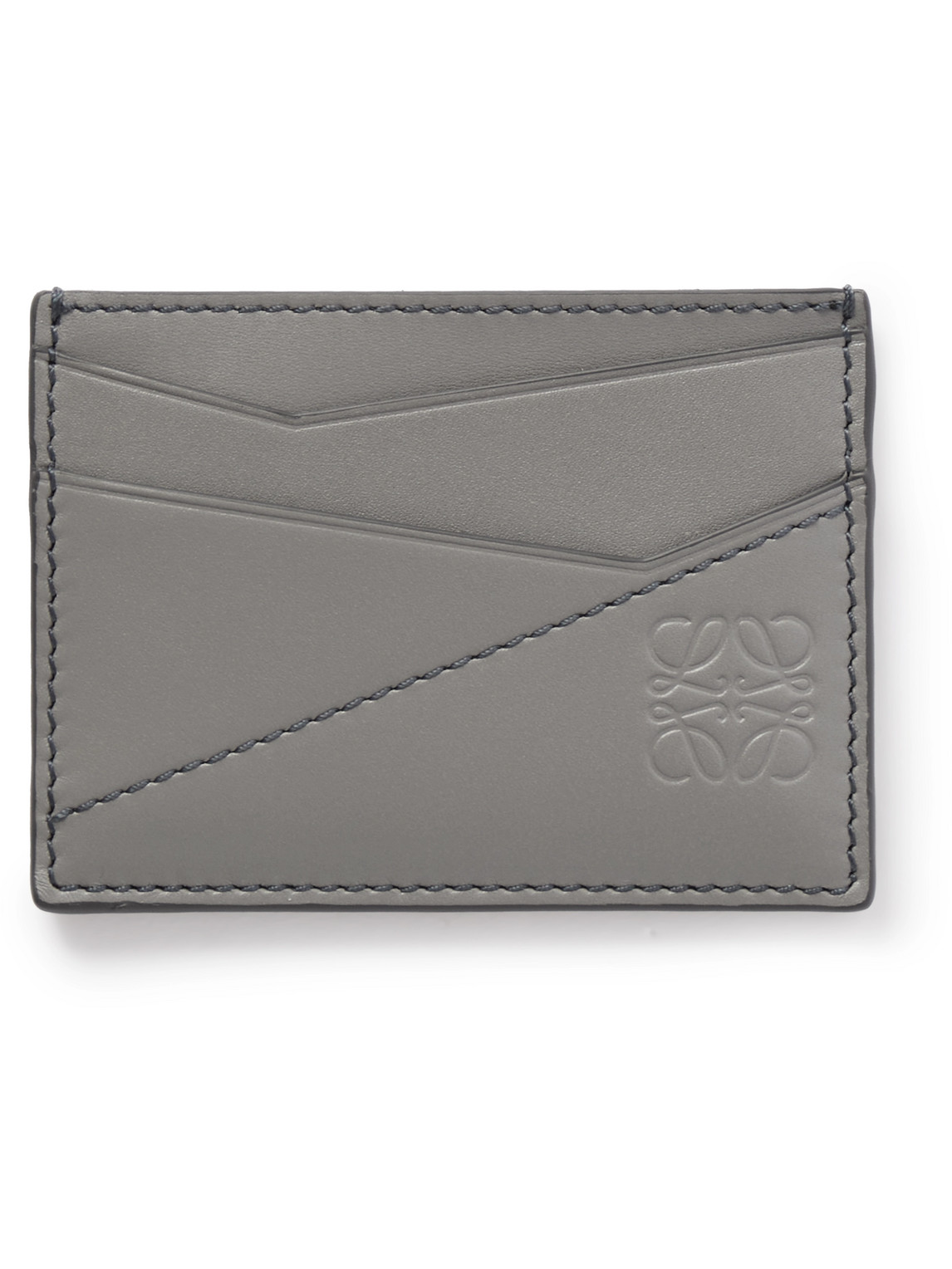 Loewe - Puzzle Logo-Debossed Leather Cardholder - Men - Gray