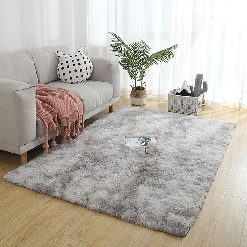 NORCKS Teppich wohnzimmerteppich Langflor - Teppiche für Wohnzimmer flauschig Shaggy Schlafzimmer Bettvorleger Outdoor Carpet (Hellgrau, 100 x 200cm)
