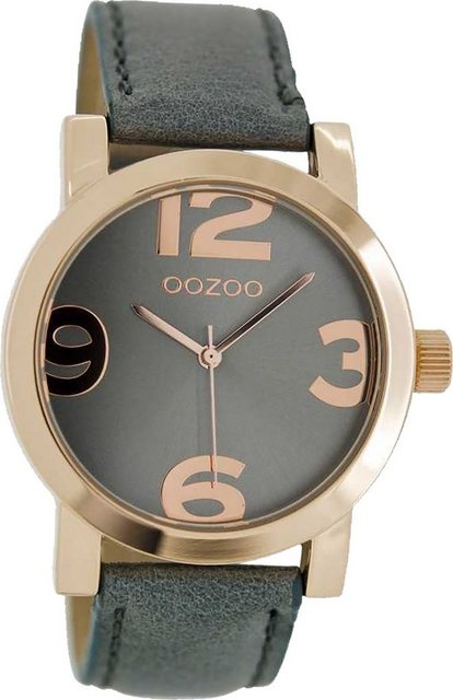 OOZOO Quarzuhr "D2UOC6807 Oozoo Quarz-Uhr Damen rose Timepieces", (Analoguhr), Damenuhr mit Lederarmband, rundes Gehäuse, groß (ca. 40mm), Fashion-Style