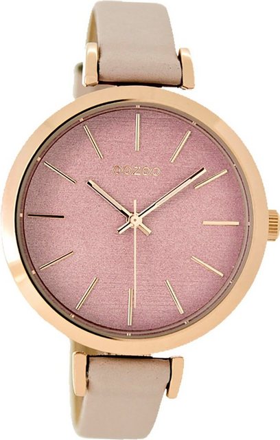 OOZOO Quarzuhr "D2UOC9136 Oozoo Quarz-Uhr Damen rose Timepieces", (Analoguhr), Damenuhr mit Lederarmband, rundes Gehäuse, groß (ca. 40mm), Fashion-Style