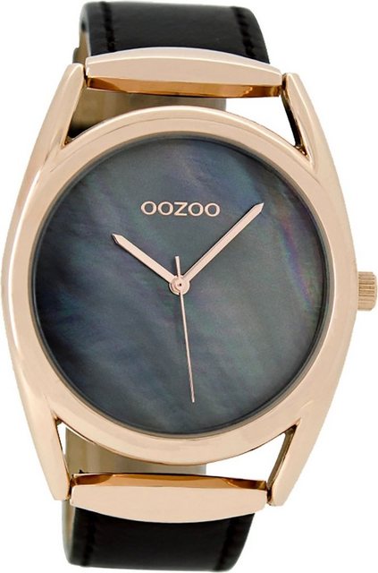 OOZOO Quarzuhr "D2UOC9169 Oozoo Quarz-Uhr Damen rose Timepieces", (Analoguhr), Damenuhr mit Lederarmband, rundes Gehäuse, groß (ca. 42mm), Fashion-Style