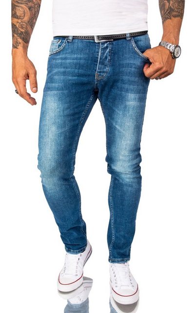 Rock Creek Slim-fit-Jeans "Herren Jeans Stonewashed Blau RC-2164"