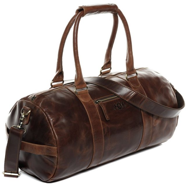 SID & VAIN Reisetasche "VANCOUVER", Weekender echt Leder Reisetasche groß XL - Reisegepäck auch als Handgepäck aus stabilem Leder - Sporttasche, Freizeittasche mit Umhängegurt - Ledertasche Herren Damen braun
