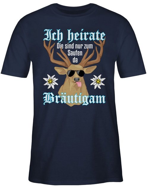 Shirtracer T-Shirt "Bräutigam Hirsch - weiß - JGA Männer - Herren Premium T-Shirt" Junggesellenabschied Herren, Männer Feier