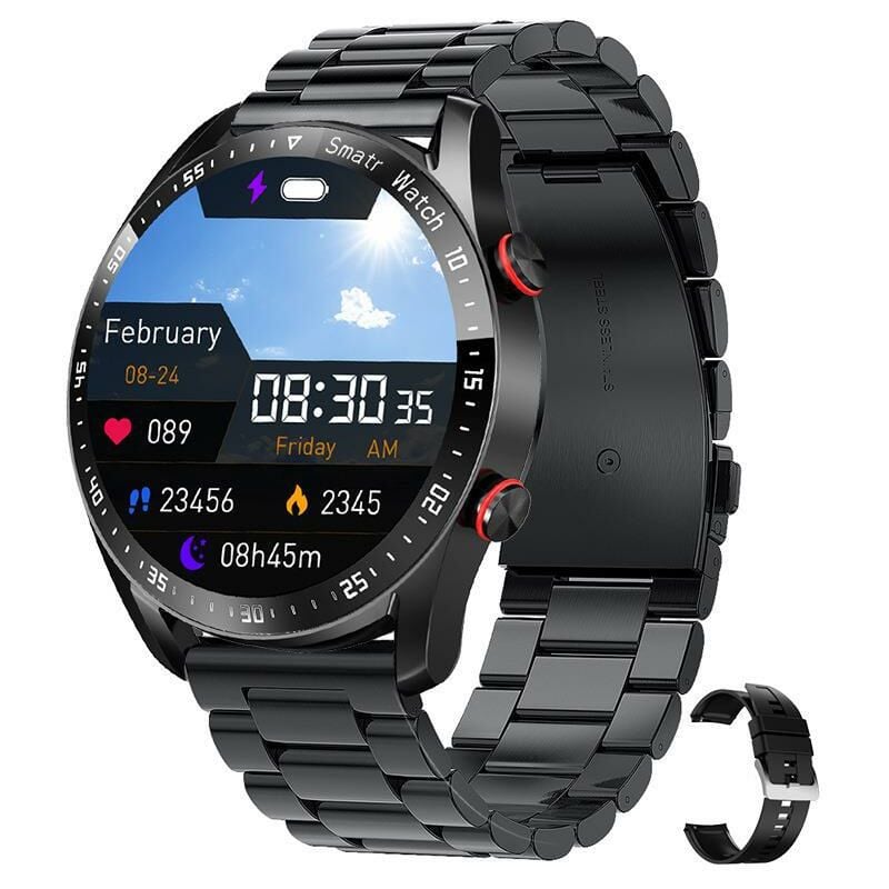 Smartwatch für Herren 1,3" HD Full Touch Activity Tracker IP67 Wasserdicht mit Pulsmesser für Android iOS Schwarz