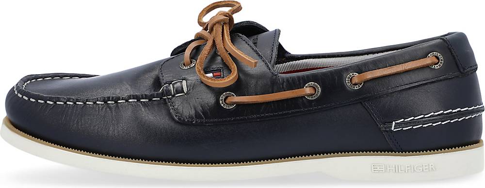 TOMMY HILFIGER, Bootsschuh Classic Leather Boat Shoe in dunkelblau, Schnürschuhe für Herren