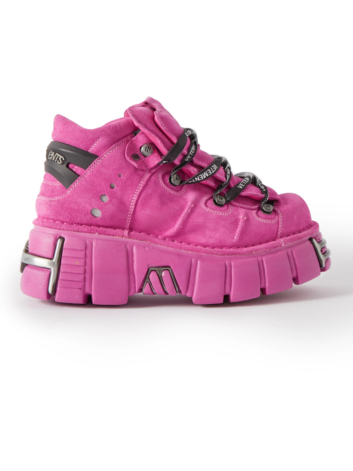 VETEMENTS - New Rock Embellished Suede Platform Sneakers - Men - Pink - EU 44