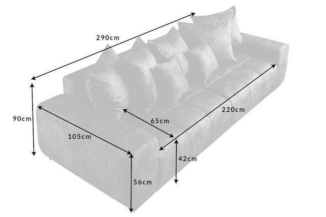 riess-ambiente Big-Sofa "ELEGANCIA 290cm moosgrün", 1 Teile, Wohnzimmer · Couch · Microvelours · XXL