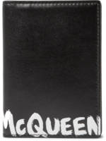 Alexander McQueen - Logo-Print Leather Bifold Cardholder - Men - Black