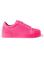 Christian Louboutin - Seavaste 2 Studded Mesh and Suede Sneakers - Men - Pink - EU 41