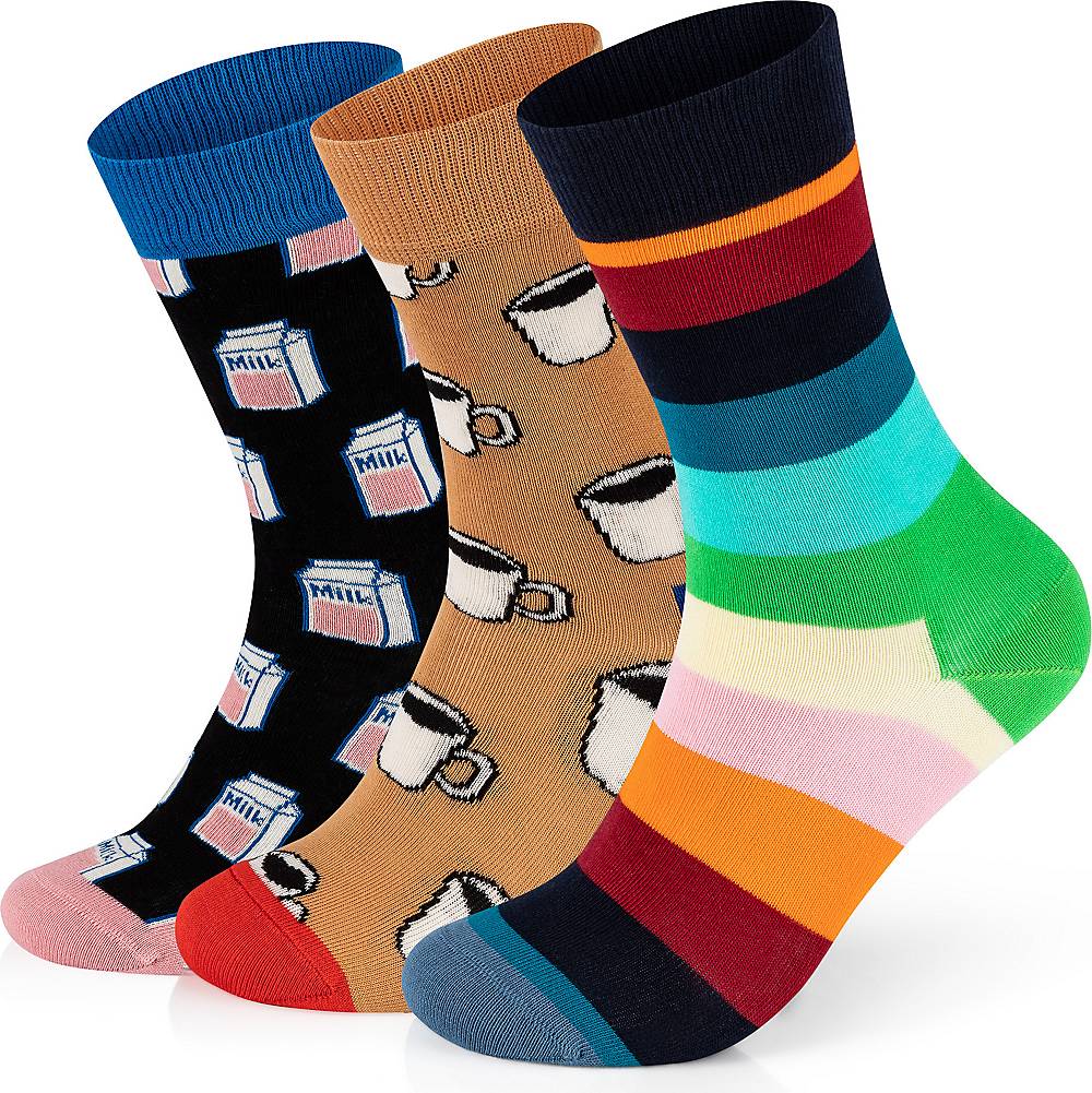 Happy Socks, Socken 3-Pack Stripe Tea Milk in blau, Wäsche für Herren