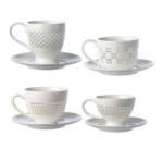 Pierced Teetasse / Set aus 4 Tassen + Untertassen - Pols Potten - Weiß