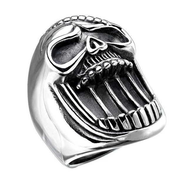 Taffstyle Fingerring "Herren Ring Edelstahl Biker Totenkopf lachender", Herren Ring Edelstahl Massiv Breit Herrenring Männer Biker Rocker Totenkopf lachender Totenschädel