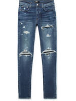 AMIRI - MX1 Skinny-Fit Panelled Distressed Jeans - Men - Blue - UK/US 33
