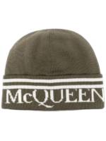 Alexander McQueen Intarsien-Mütze mit Logo - Grün