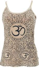 Guru-Shop T-Shirt "Yoga Top Om, BohoTop, Goastyle Sommertop - beige" Festival, Ethno Style, alternative Bekleidung