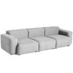 HAY - Mags Soft Sofa 3-Sitzer, Kombination 1 / Armlehne niedrig, hellgrau (Linara 443) / Nähte: dunkelgrau