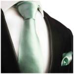 Paul Malone Krawatte "Herren Seidenkrawatte Schlips mit Tuch modern uni satin 100% Seide" (Set, 2-St., Krawatte mit Einstecktuch) Schmal (6cm), mintgrün 488