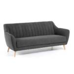 Retro Couch in Dunkelgrau Webstoff 190 cm breit