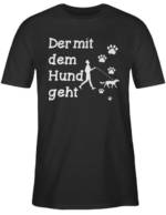 Shirtracer T-Shirt "Der mit dem Hund geht Pfoten weiß - Sprüche Statement mit Spruch - Herren Premium T-Shirt" tshirt herren mit sprüchen - t shirt männer sprüche - hund schwarz