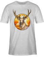 Shirtracer T-Shirt "Hirsch mit Hintergrund - Mode für Oktoberfest Herren - Herren Premium T-Shirt" tshirt herren hirsch - shirt bayern weiss - shirts trachten