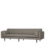 Skandi Design Dreisitzer Couch in Graubraun Fußgestell aus Metall