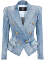 Balmain Doppelreihiger Jeans-Blazer - Blau