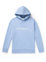 Givenchy - Archetype Logo-Print Cotton-Jersey Hoodie - Men - Blue - M