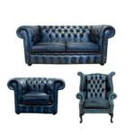 JVmoebel Sofa Chesterfield Couch Leder Sofa Couch Garnitur 2+ 1Sitzer + Ohrensessel, Made in Europe