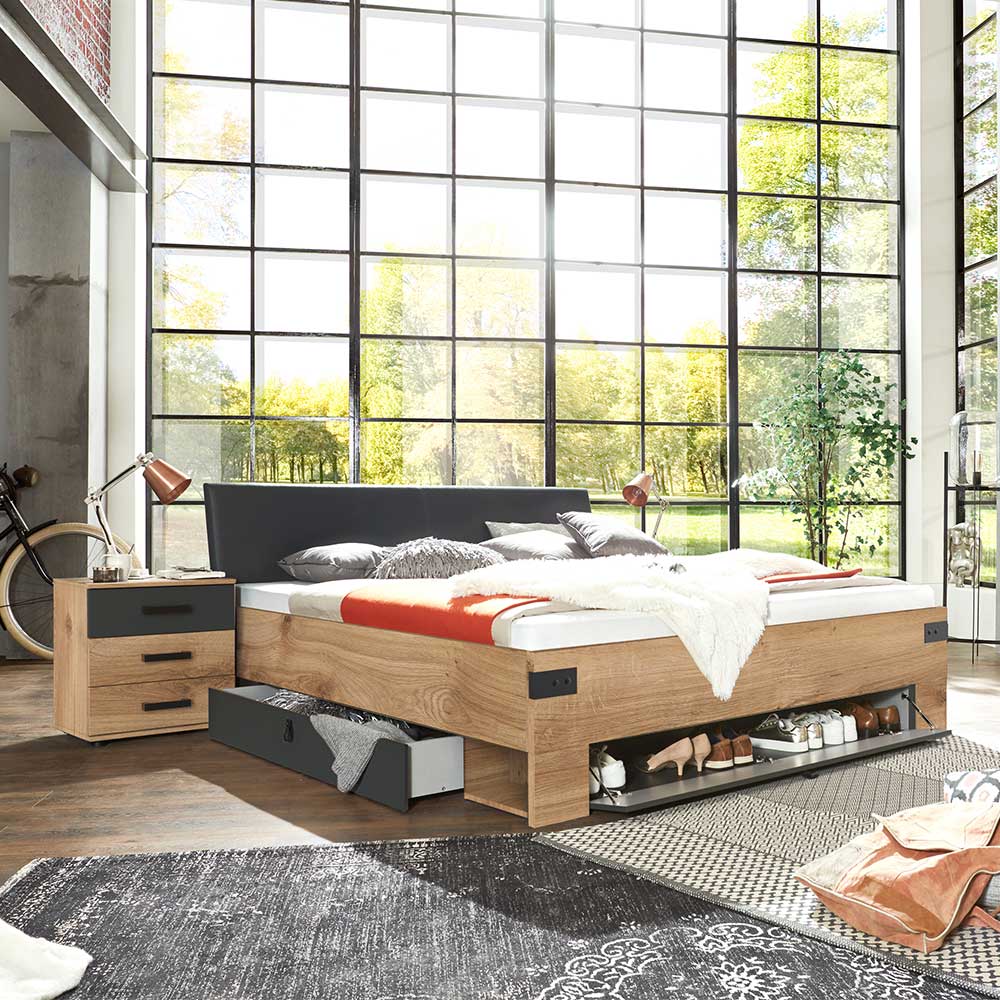 Schubladenbett im Industry und Loft Stil Made in Germany