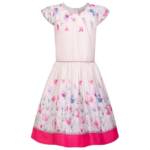 happy girls A-Linien-Kleid Happy Girls Kleid White Pink Schmetterling Kurzarmkleid festlich mit Schmetterling Print und Glitzer Gürtel