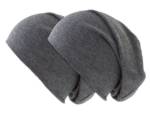 shenky Beanie Doppelpack dunkelgrau Herren Mütze (Beanie Damen, Jerseymütze) elastisch, beanie-mütze, Kopftuch, Haube