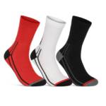 sockenkauf24 Funktionssocken Coolmax Fahrrad-Socken für Herren & Damen (Rot/Weiß/Schwarz, 3-Paar, 35-38) Atmungsaktive Radsport Socken 50301P