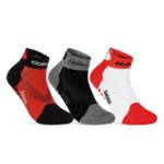 sockenkauf24 Funktionssocken Coolmax LED Fahrrad-Socken für Herren & Damen (Rot/Schwarz/Weiß, 3-Paar, 35-38) Reflektor Radsport Socken 50303P